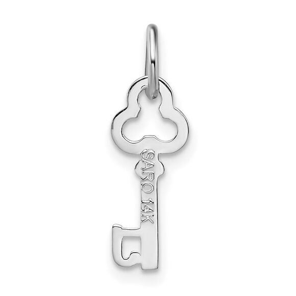 14k White Gold, Hannah Collection, Mini Initial J Shamrock Key Charm - Picture 3 of 5